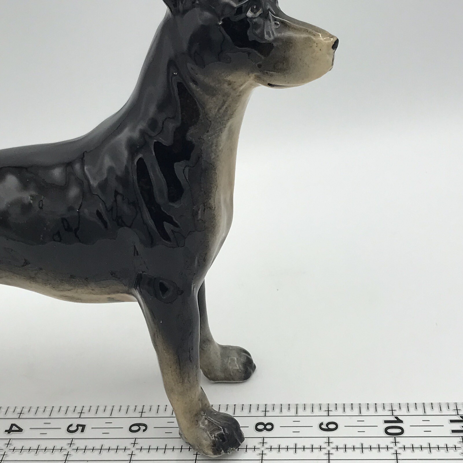 Vtg Doberman Figurine Ceramic Dog Handpainted MCM Decor 50s 60s Fairyland Import