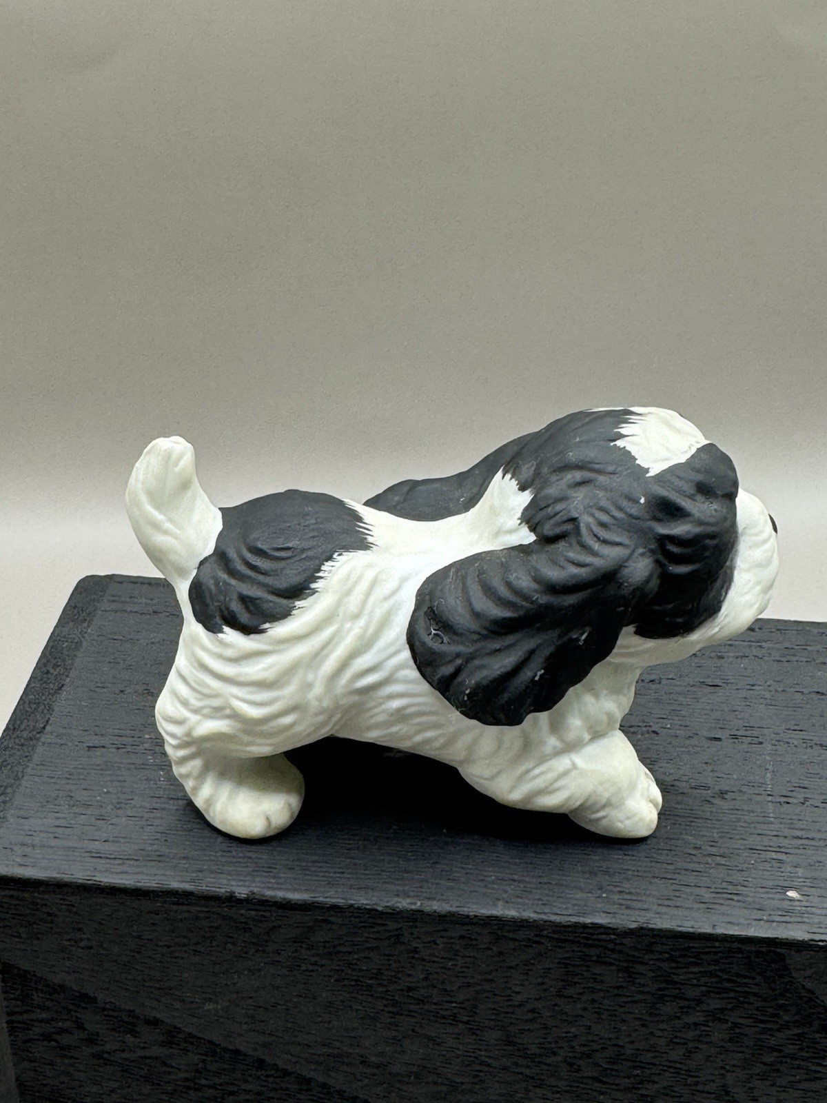 Home Interior HOMCO Set of 2 Black & White DOG Figurines Spaniel Puppies