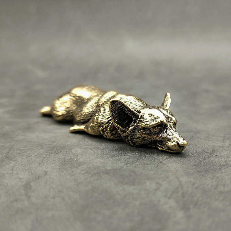 Solid Brass Corgi Dog Figurine Dog Statue Home Ornaments Gift Animal Figurines*