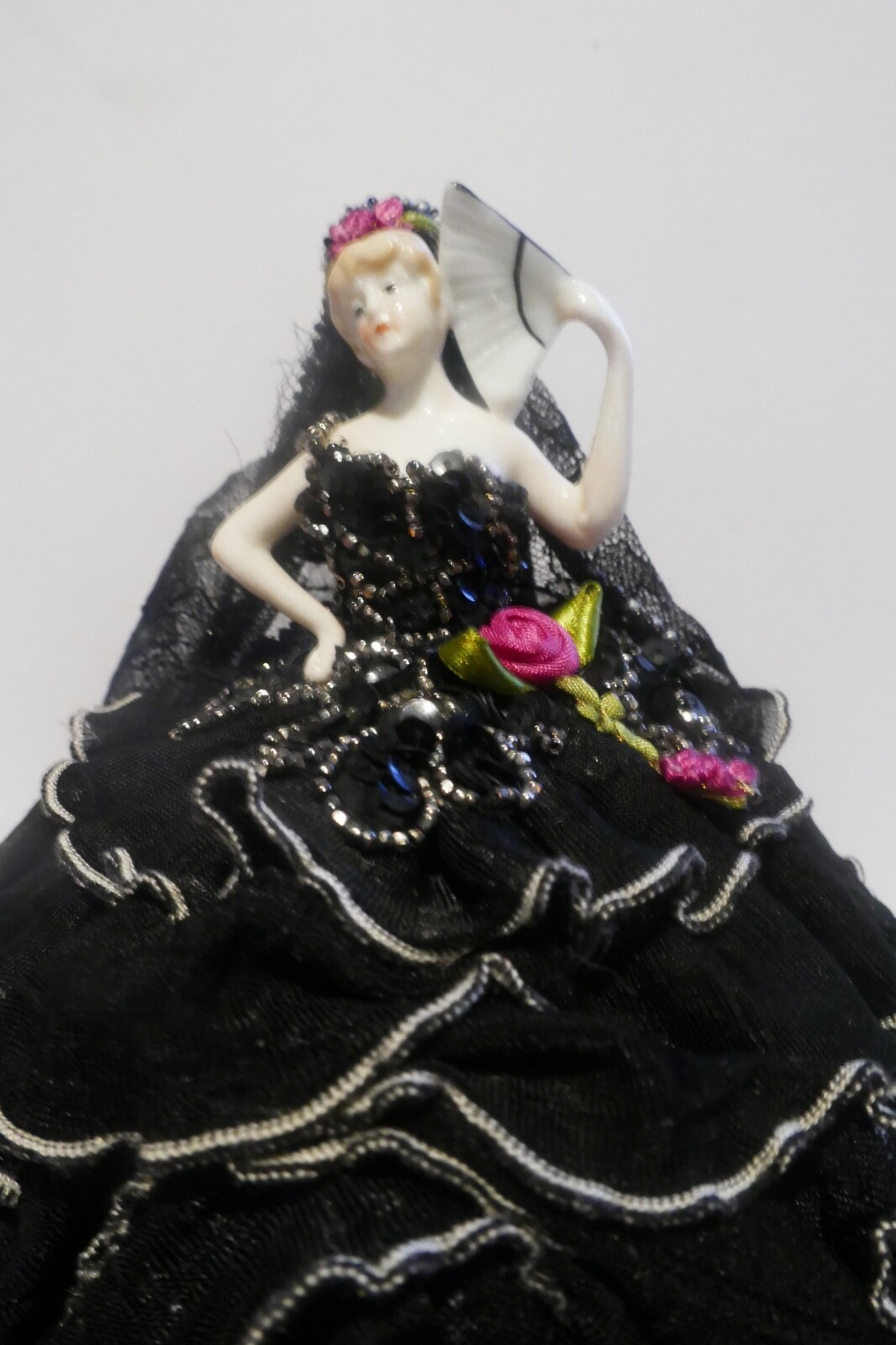 Fine Antique German Spanish Theme Half Doll Arms Away With Legs Pin Cushion