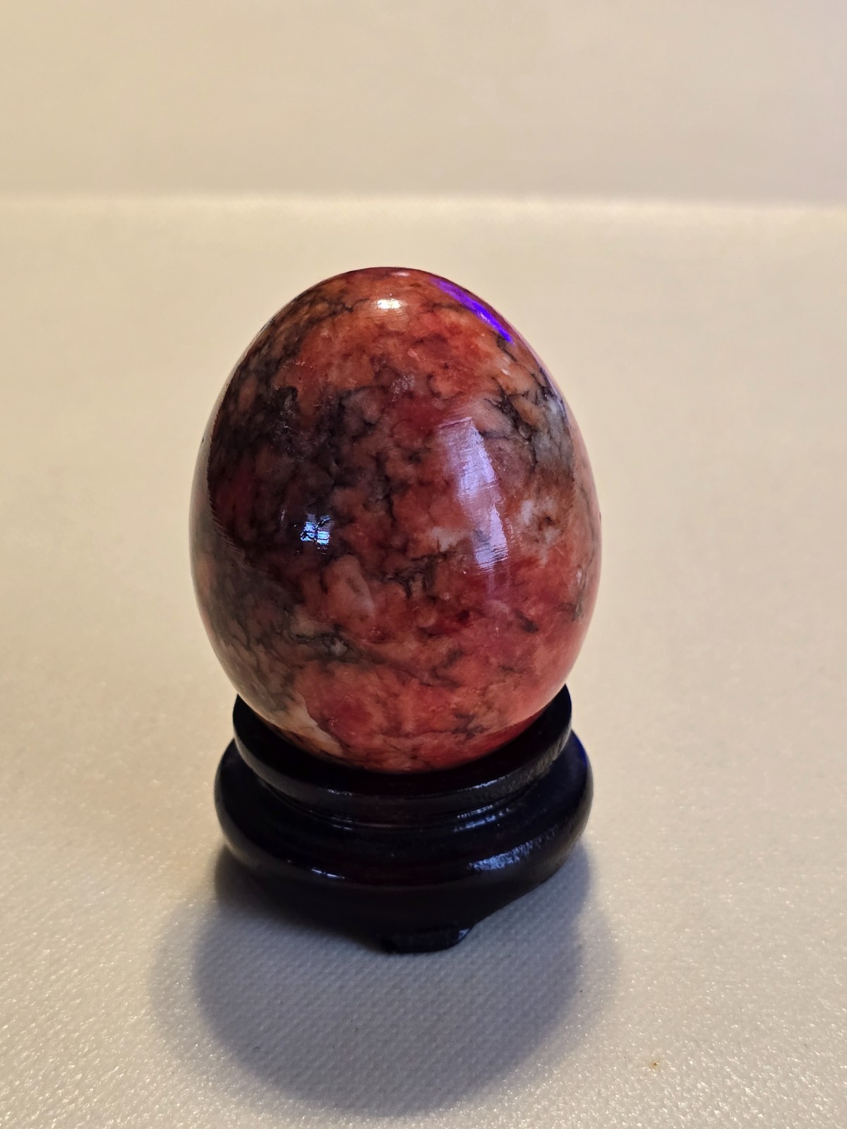 Alabaster Marbleized Collectible Egg Ester Decor w/ Stand