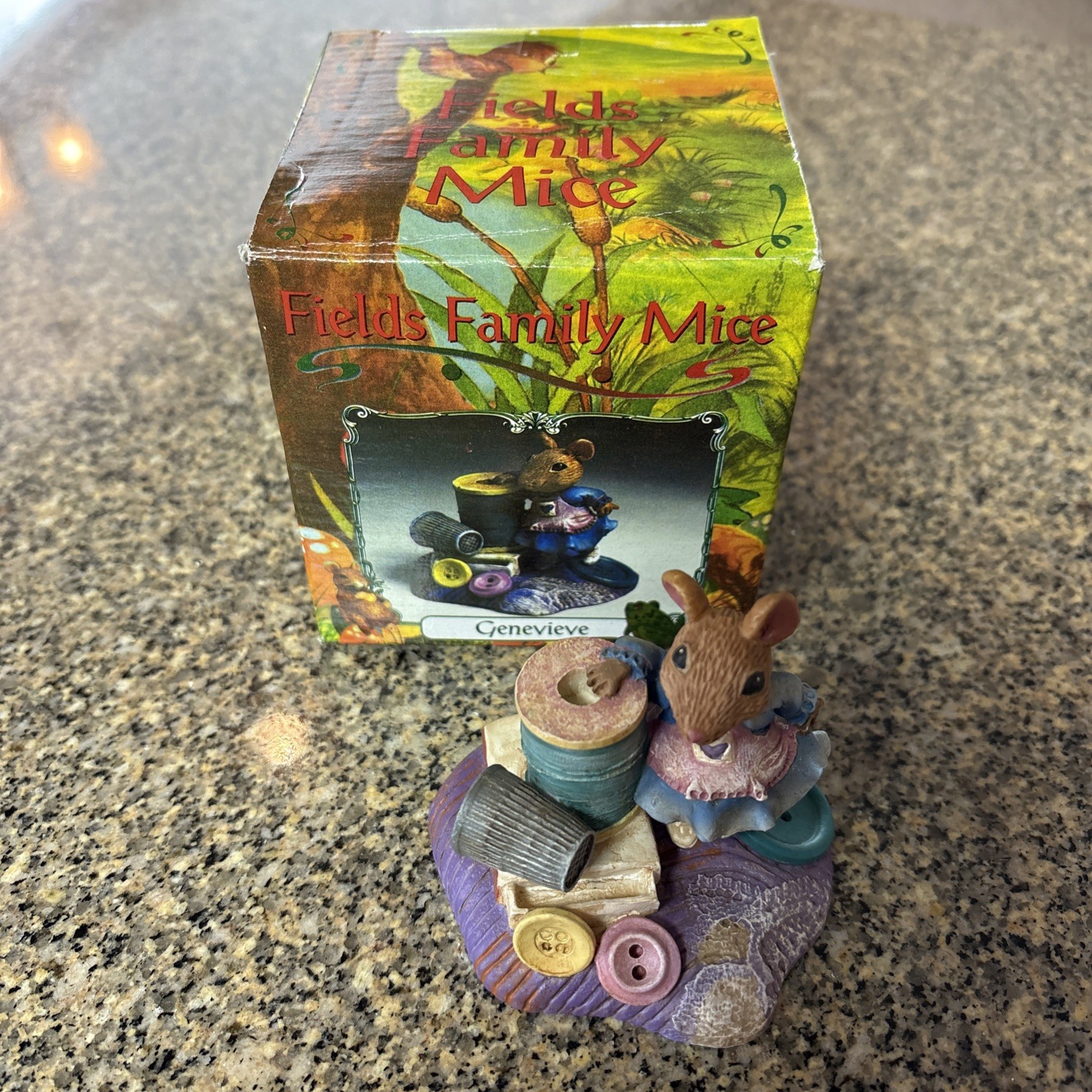 Vintage 1996 Cracker Barrel Fields Mice Family GENEVIEVE Figurine in Box