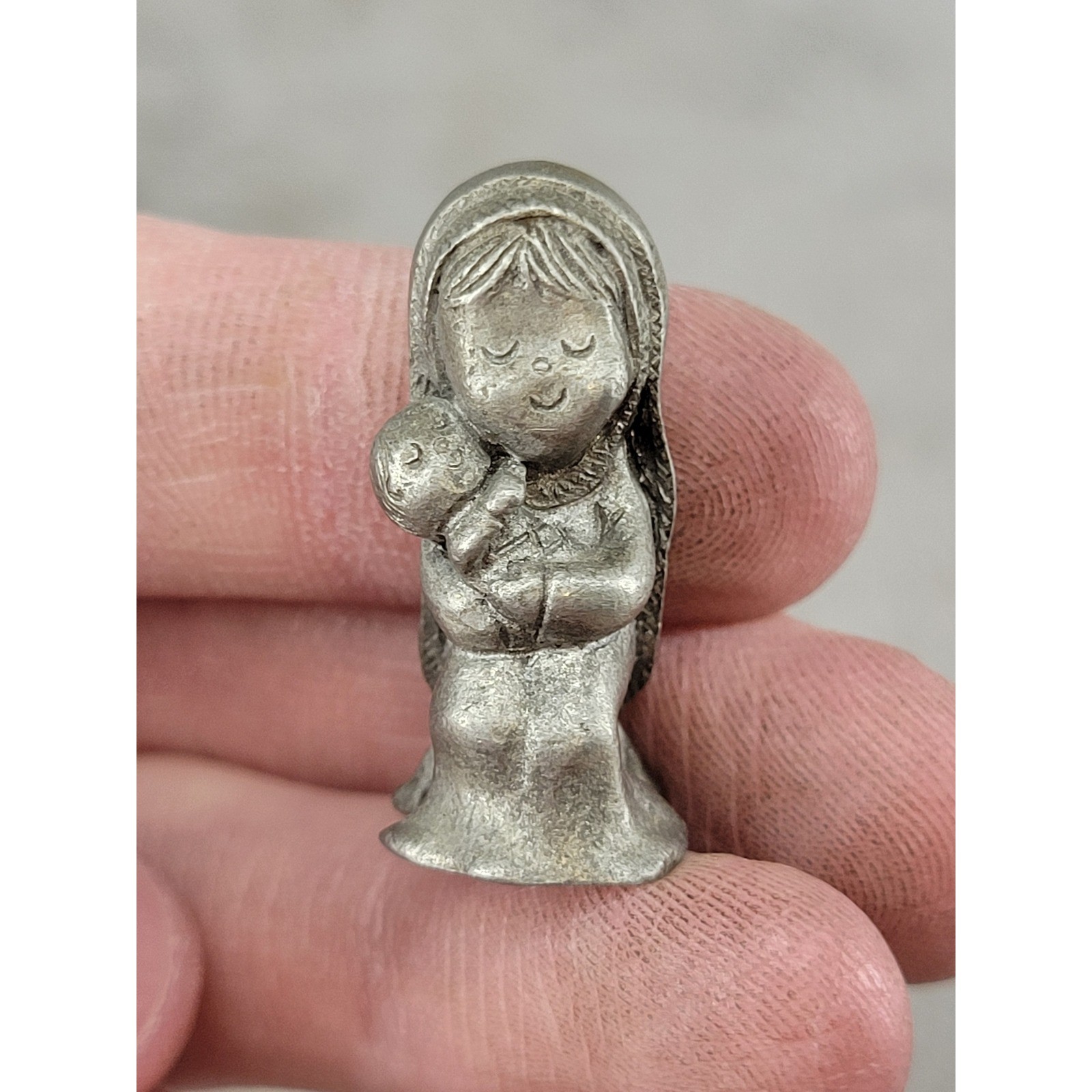 Vintage Spoontiques Pewter Mother and Child Figurine 1984 Miniature 688A Mary