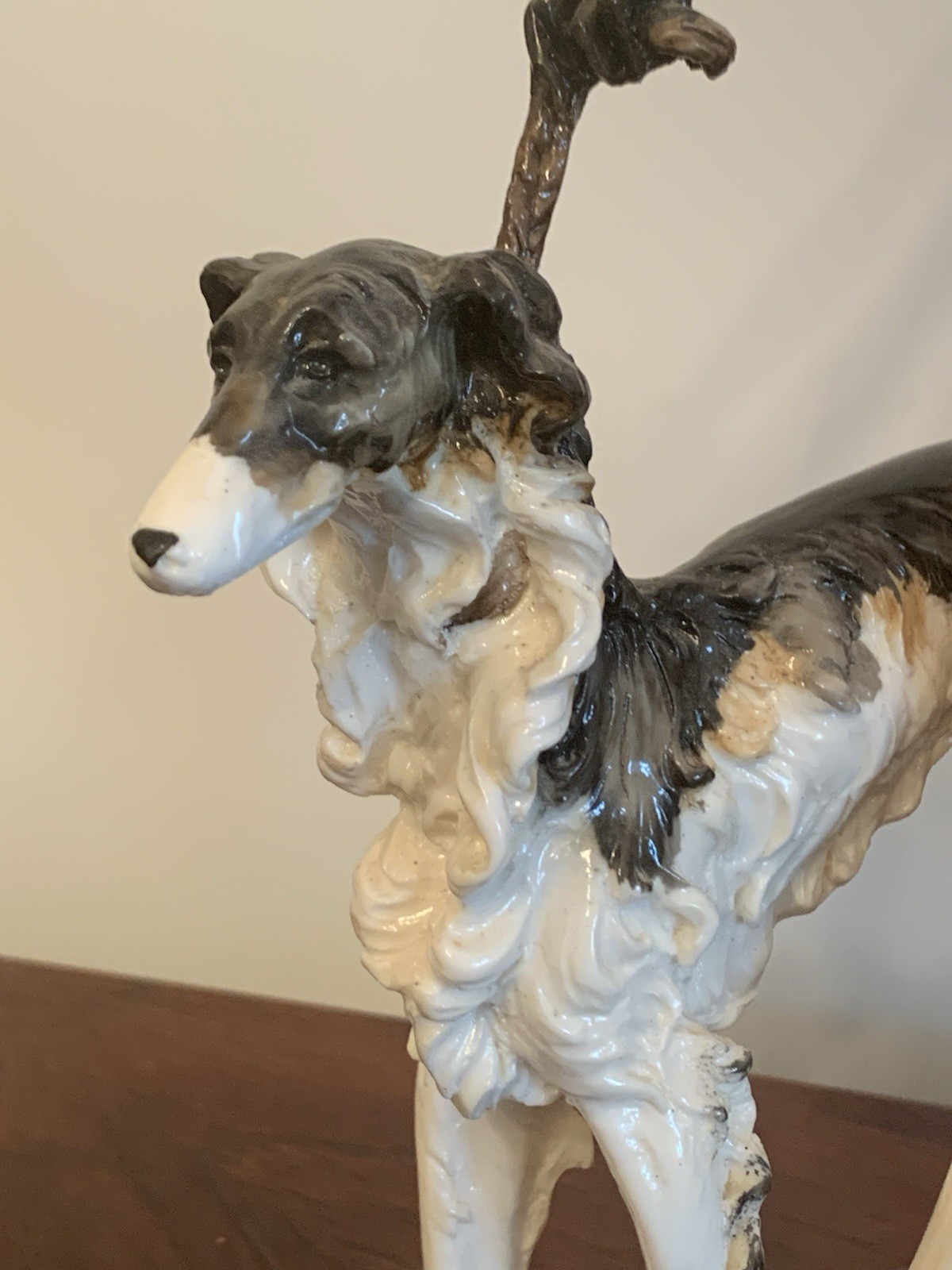 A. Santini Signed Porcelain Figurine – Elegant Lady with Borzoi Dog