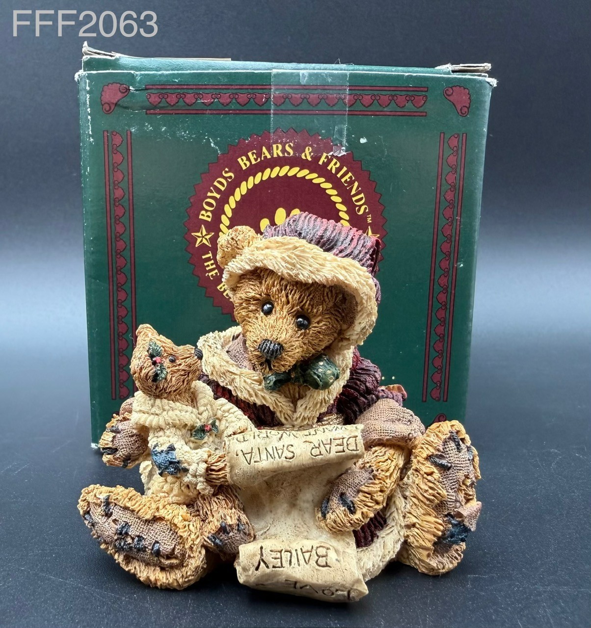 1993 Boyds Bearstone Kringle & Bailey With List, Style#2235