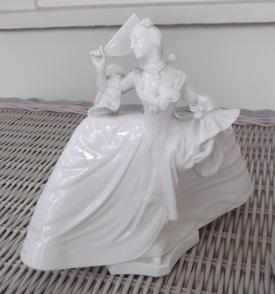 Antique Blanc de Chine Nymphenburg Figurine – Lady with Fan – Impressed Mark