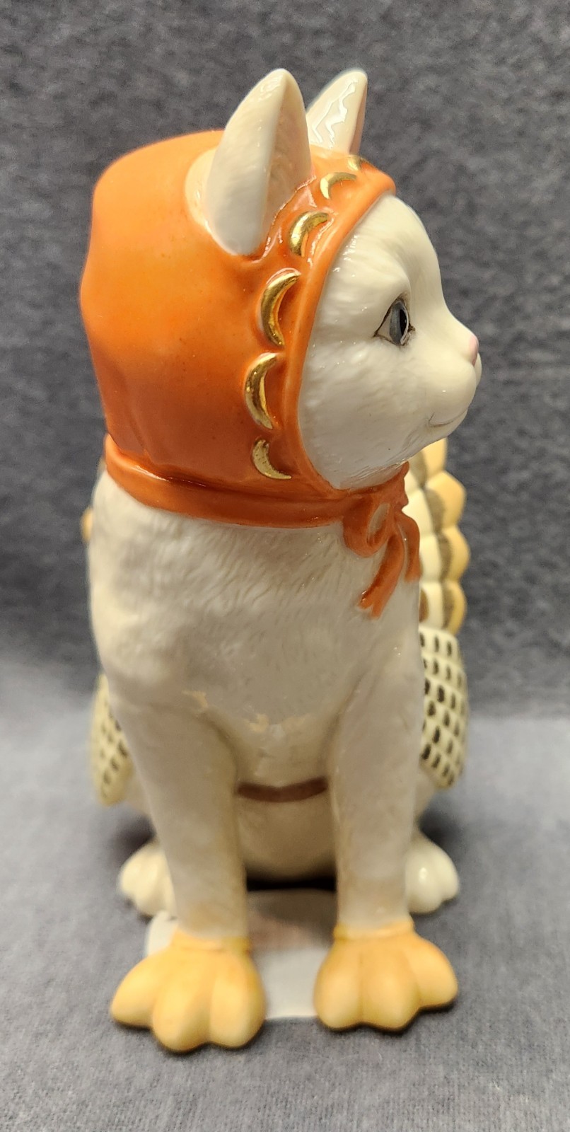 New LENOX Kitty Gobbler Figurine Cat Kitten Turkey Thanksgiving Fall 5.1″