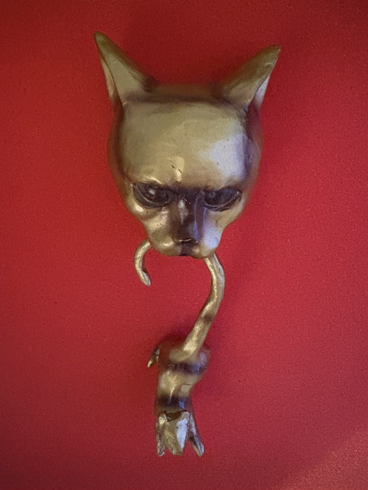 Cat and Mouse Door Knocker Ornament – Gold Color – Ships From USA