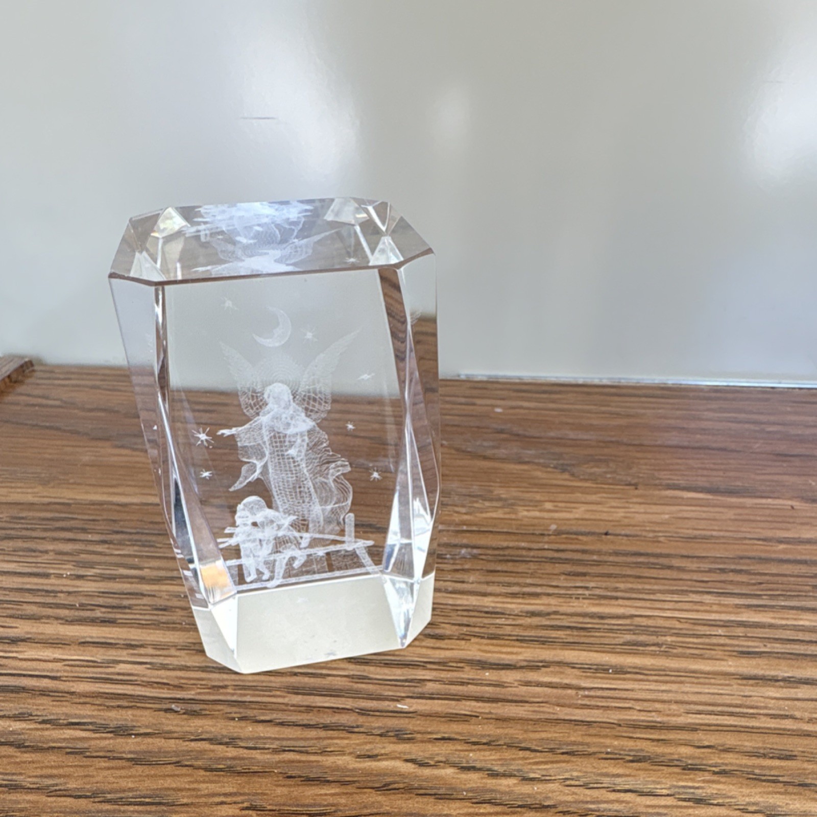Crystal Angel Figurine Clear 3D Effect Glass Sculpture Decorative Adults Theme