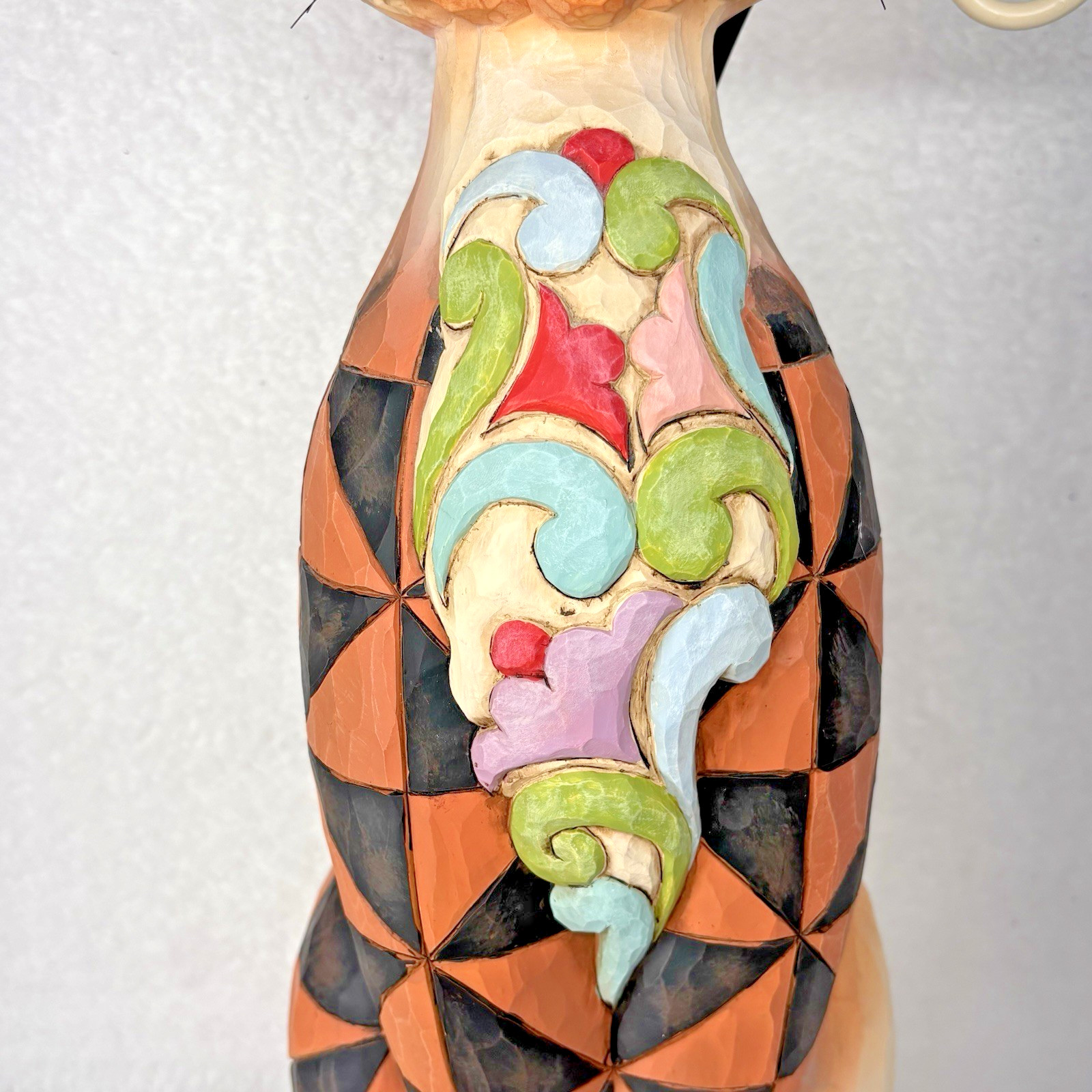 Jim Shore Checkered Cat Garden Sculpture Heartwood Creek 19″ Tall Statue 4016375