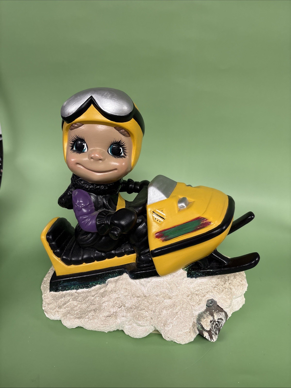 VINTAGE 1970’s SMILEY BOY Yellow Snowmobile