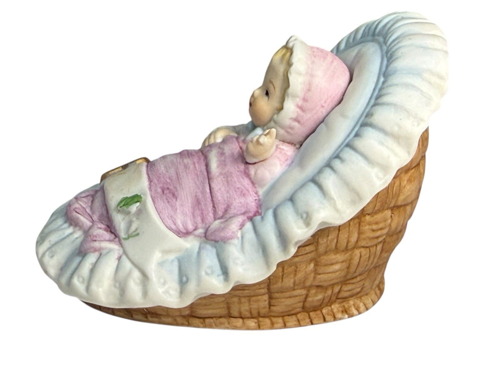 Enesco Designed Giftware Baby Figurine 1983 Pink Blanket Nursery Décor Vintage
