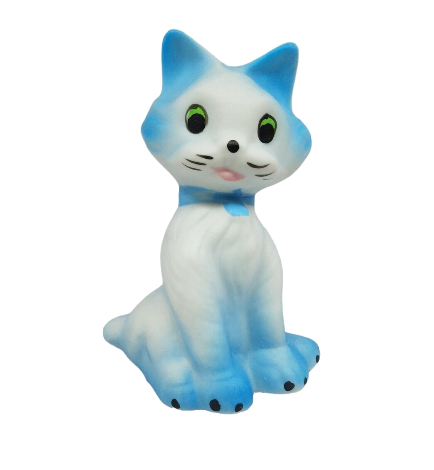 Italy Figurine Cat Napoleon Vintage Bisque Porcelain Blue Kitty New Old Stock