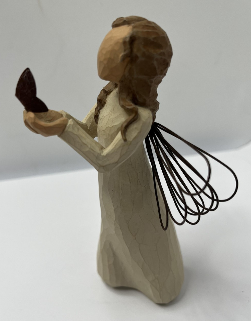 Willow Tree Angel Of Freedom Small Beige Wire Wings w Butterfly 2004 Figurine