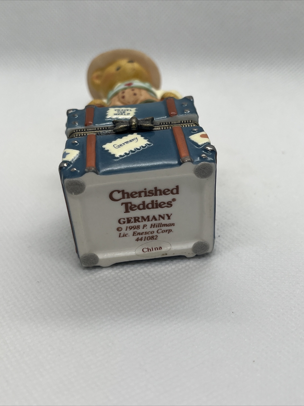 Porcelain Hinged Box – Enesco #441082 Cherished Teddies “Germany” 1998 P Hillman