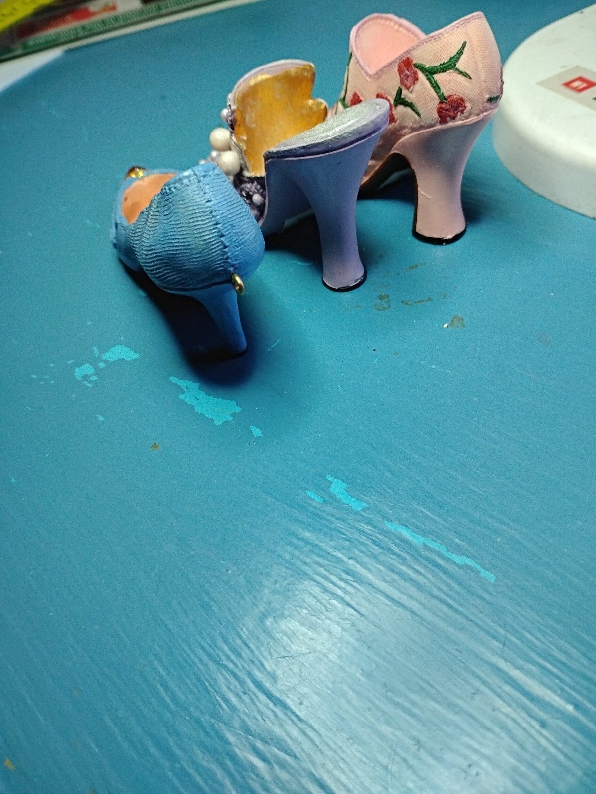 Ceramic Miniature Fancy Designer Shoes-3-4” Each-Fine Details Mini Decor Shoes 3