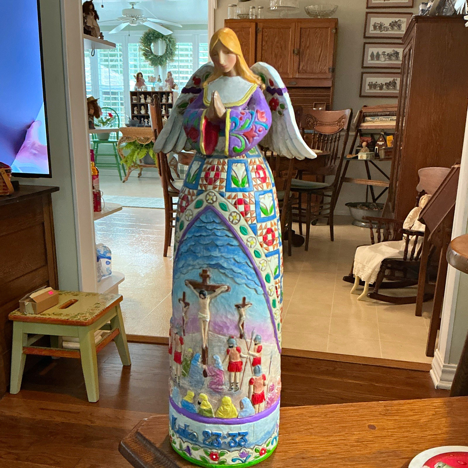 Heartwood Creek Jim Shore Angel Figurine 2005 Resin Painted Patchwork 18″