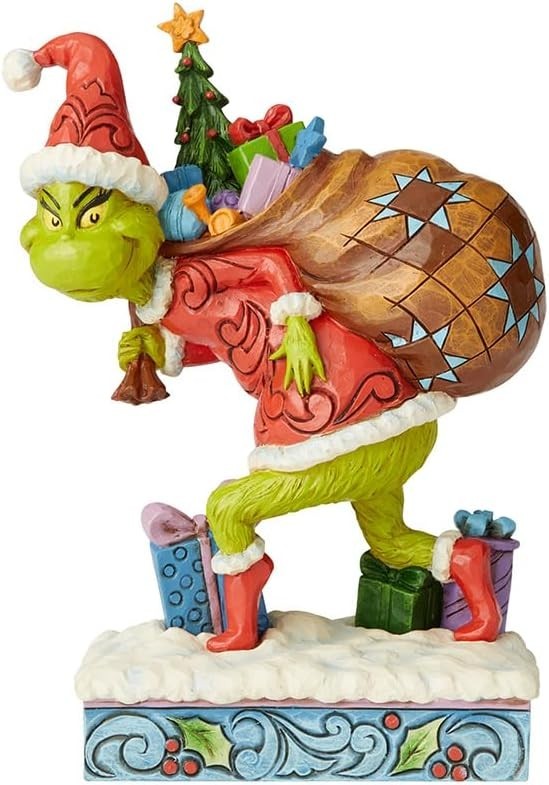 Jim Shore Dr Suess Grinch Christmas Toy Bag Tip Toeing Statue 6004062 NEW T
