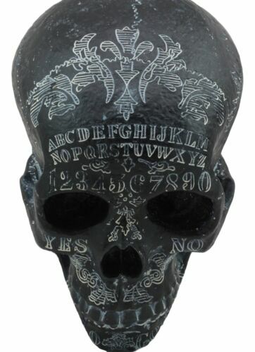 Ebros Black Astrology Paranormal Ouija Spirit Skull Statue 8.5″L Supernatural