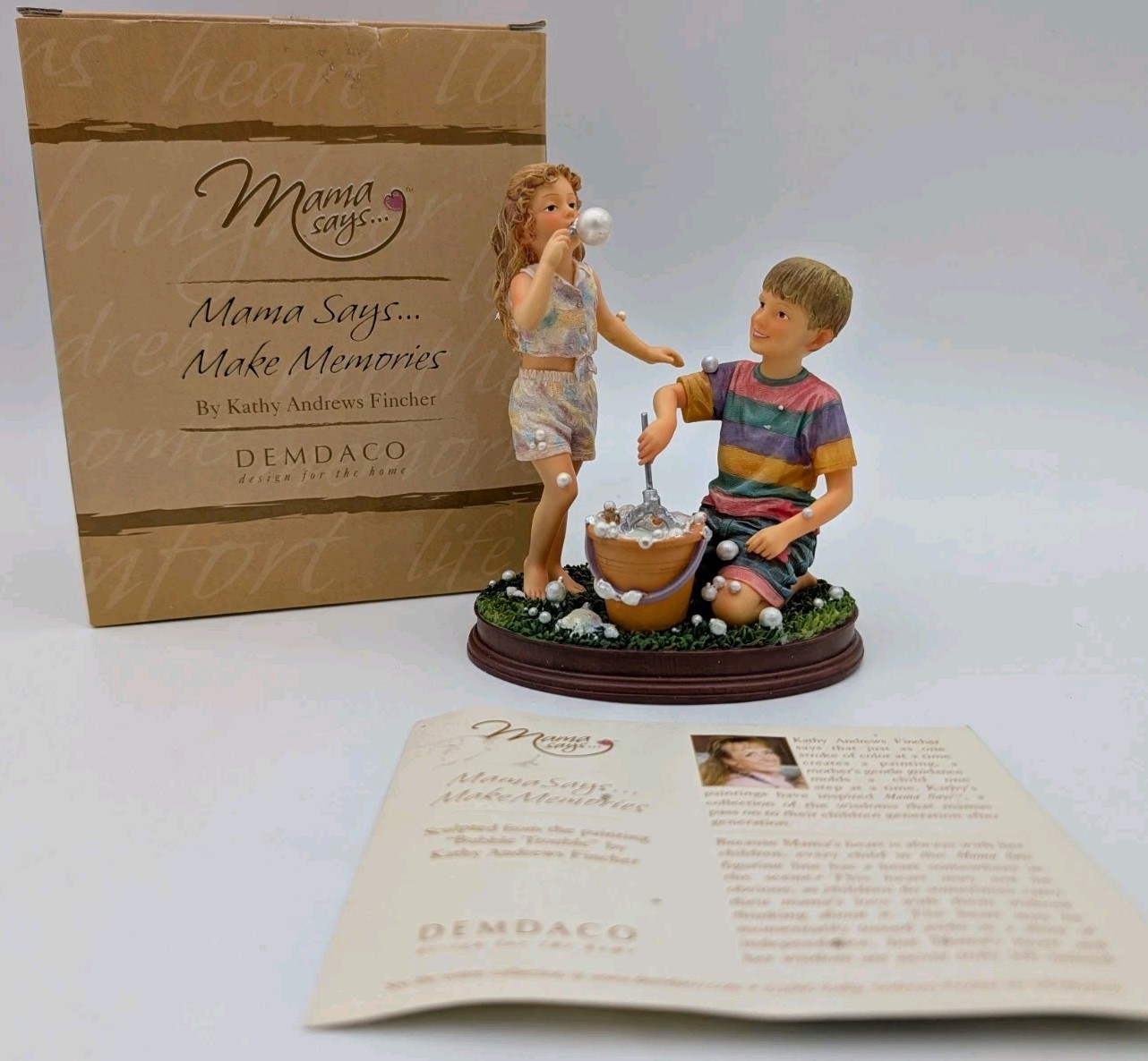 DEMDACO Mama Says… Make Memories “Bubble Trouble” Collectible Figurine 2005 Box