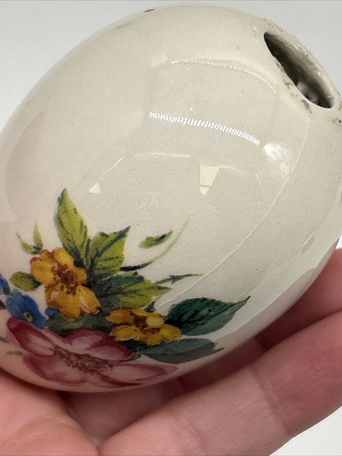 Lot Of 5 Vintage Egg Lady Floral Porcelain & Ceramic Handmade Purple/Green Eggs