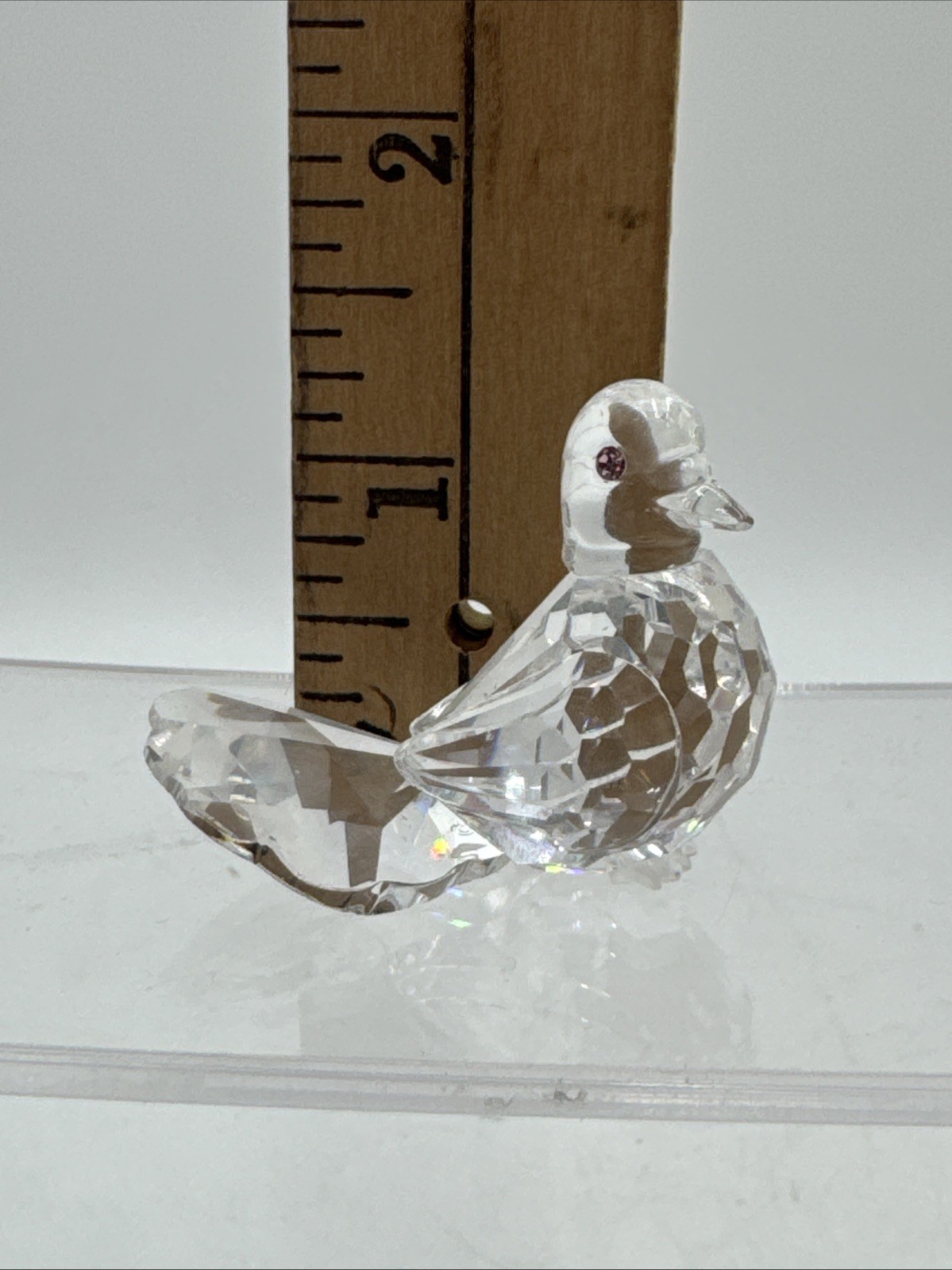 Swarovski Crystal Feathered Friends Dove Pigeon Pink Eyes Figurine 191696