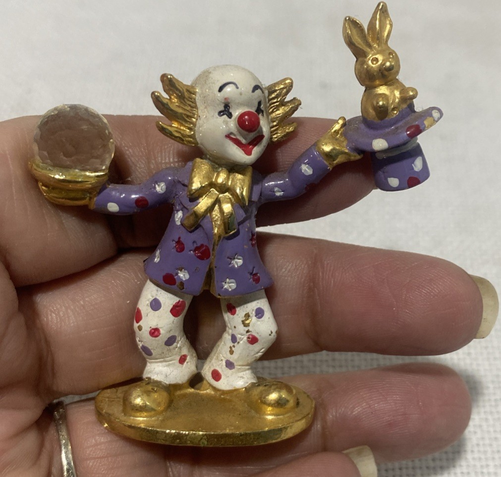 Spoontiques pewter with swarovski crystals . Circus Clown Figurines Set of 7