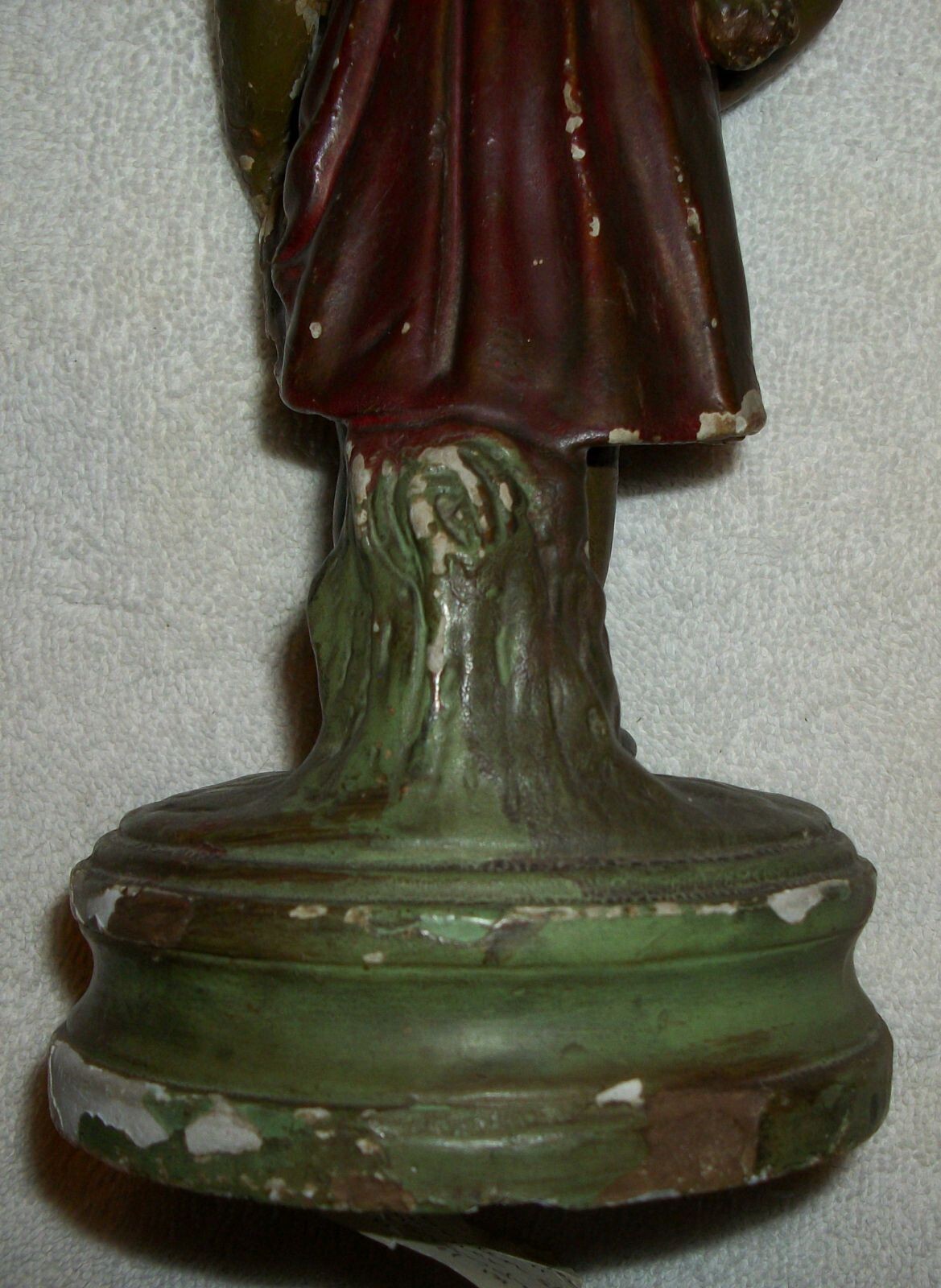 Antique Chalkware “Girl Carrying Wheat” statue 11″ Tall Faux Bronze