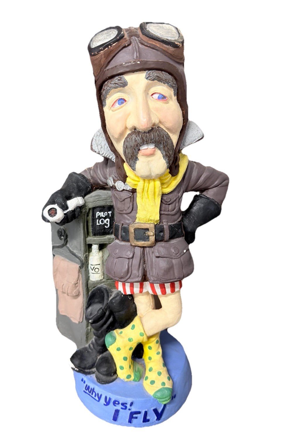 1974 ESCO STYLE JUTA SANGTHAWEEP WHY YES I FLY 19 INCH PILOT CHALKWARE STATUE