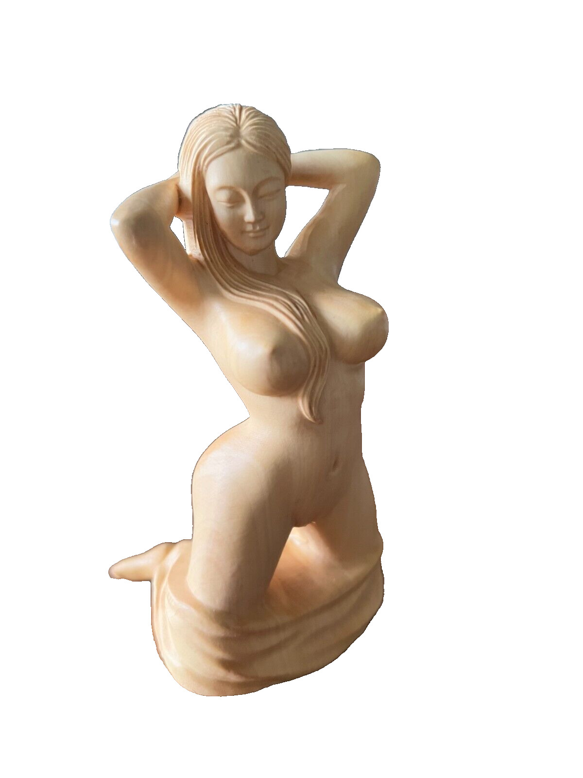 Hand Carved Model Sexy Beauty Girl Woman Boxwood Art Sculpture Statue Figurine