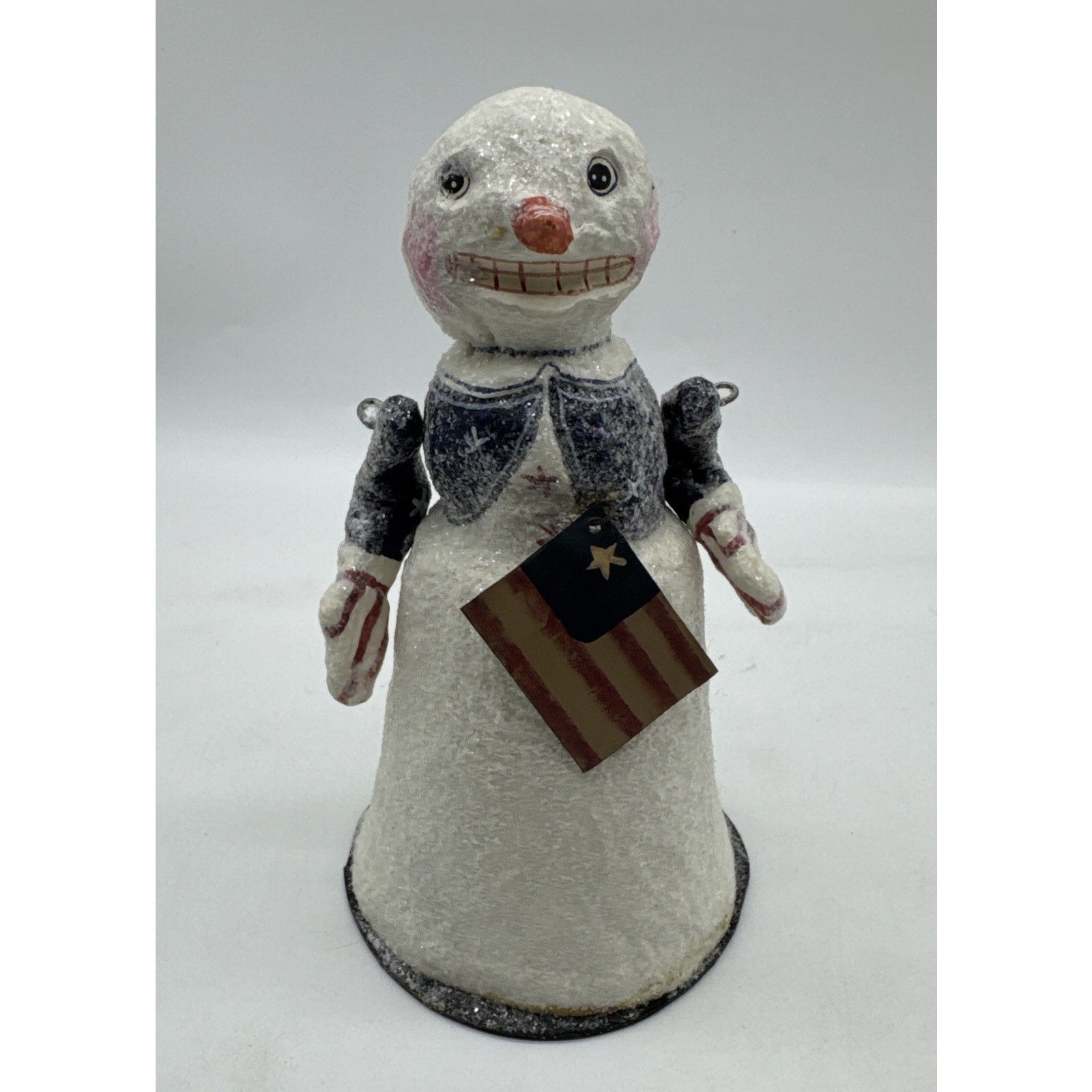 POLIWOGGS American Folk Art PATRIOTIC SNOWMAN & FLAG 5 1/2″ Tall Snow Woman