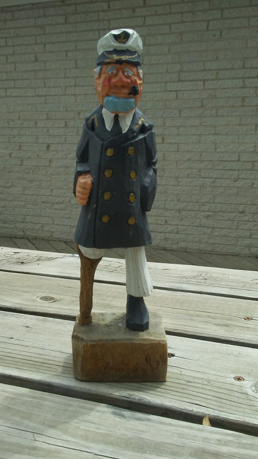 Wooden Sea Captain Peg Leg Sailor Vintage Decor Figure