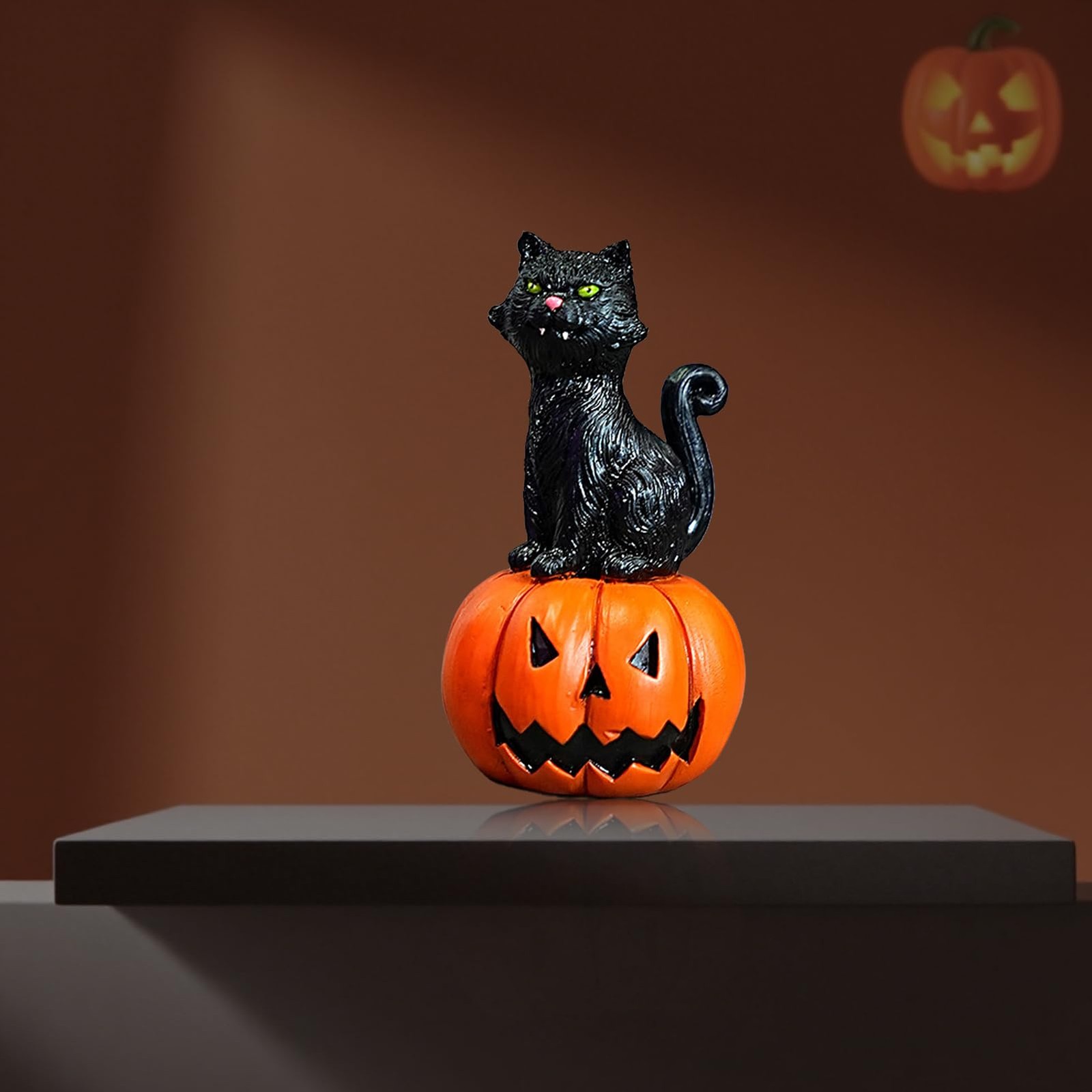 Decor Mini Resin Pumpkin Cat Figurine – Cute Desktop Decor for Home, Office, …