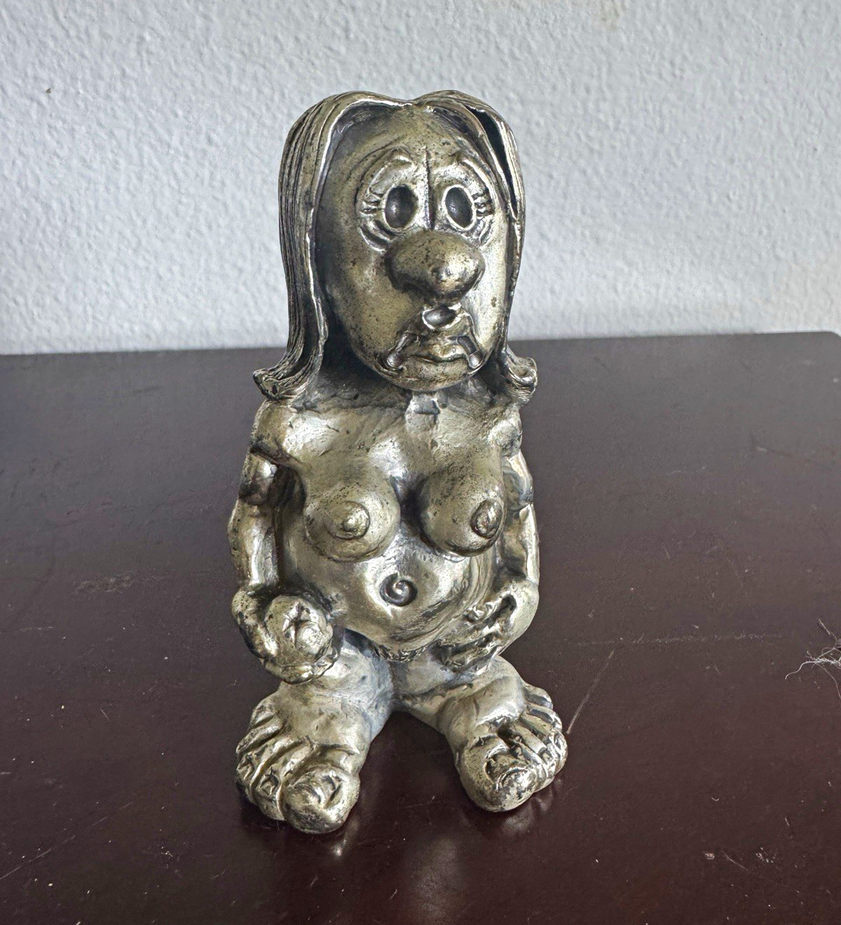 Vintage Italian Pewter Naked Woman Figurine