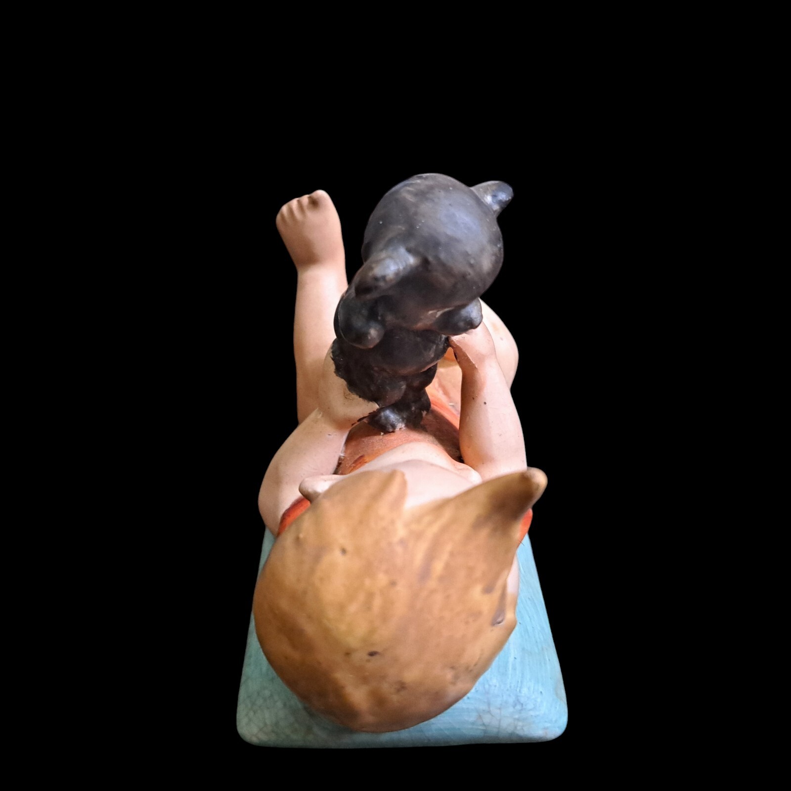 Vintage Baby & Teddy Bear Figurine Porcelain Circa 1940s