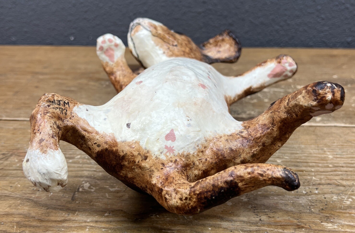 Paper Mache Dog Handmade 10 in Shelf Sitter