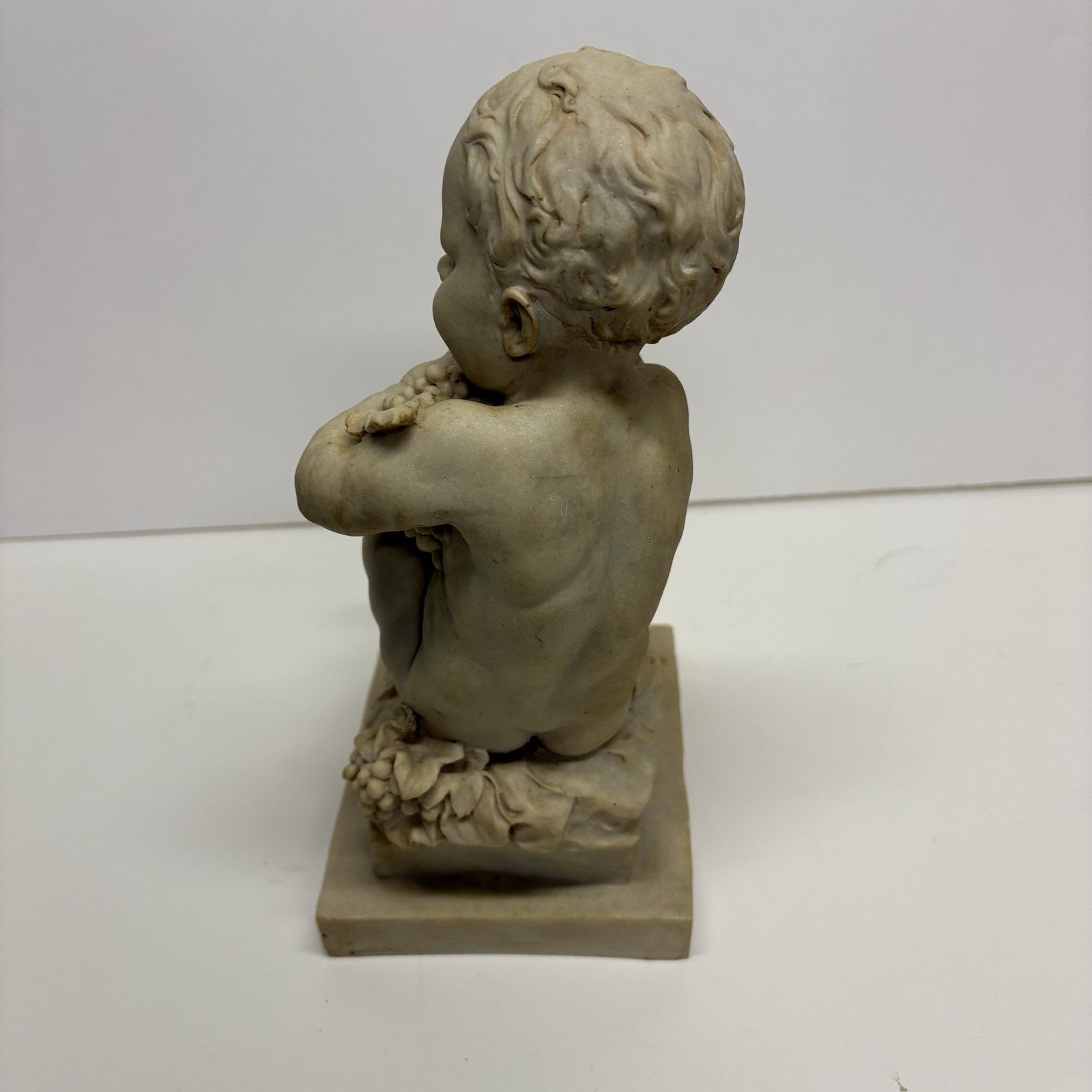 Marble Style Cherub Classical Style Holding Grapes Cottage Porch