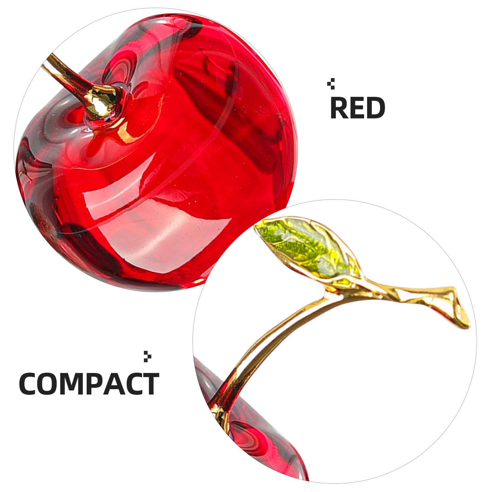 Crystal Cherry Figurine Mini Fruit Ornament Tabletop Decor 3.14×1.77×1.57 Inch