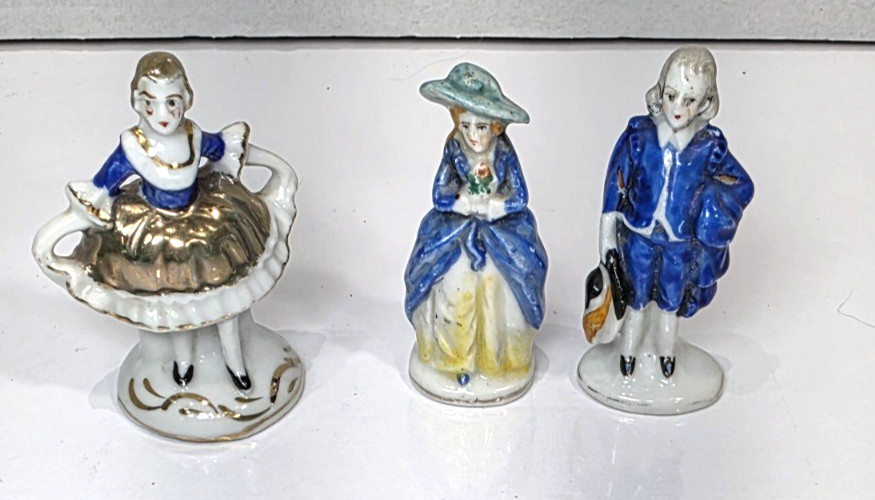 Japan & Occupied Japan Porcelain Figures Colonial Man and Women Set of 3