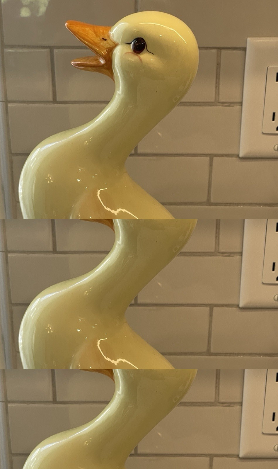 Vintage Ceramic Large Duck Yellow 12 in Decor Cottage Granny Country Pottery