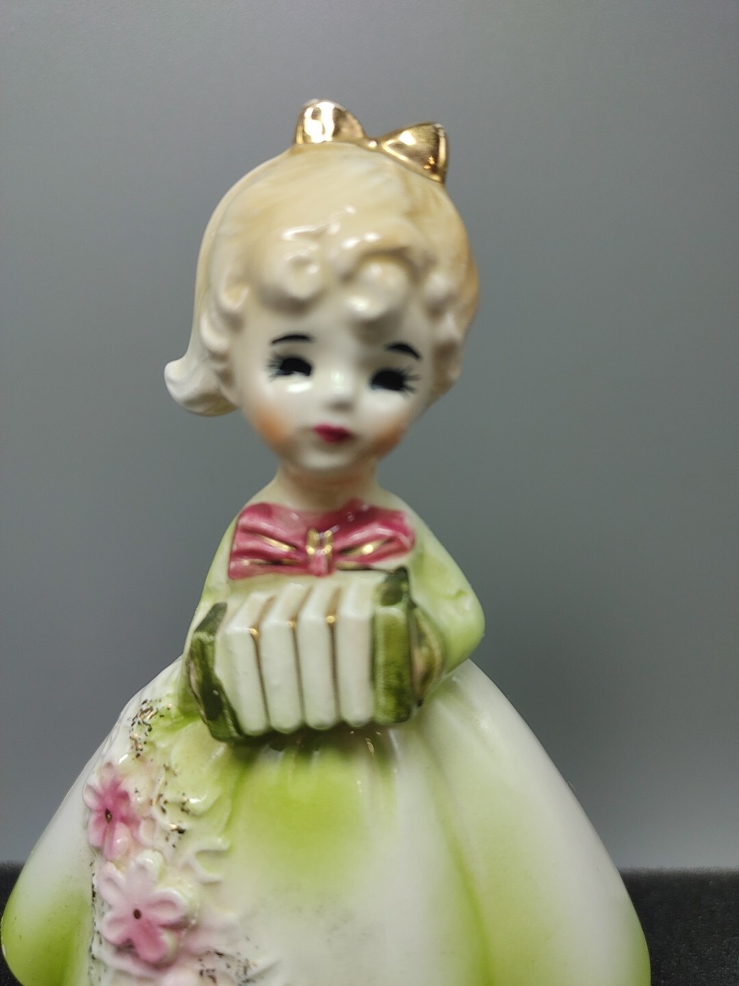 Vintage Left on Blonde Girl With Green Dress Number 5861