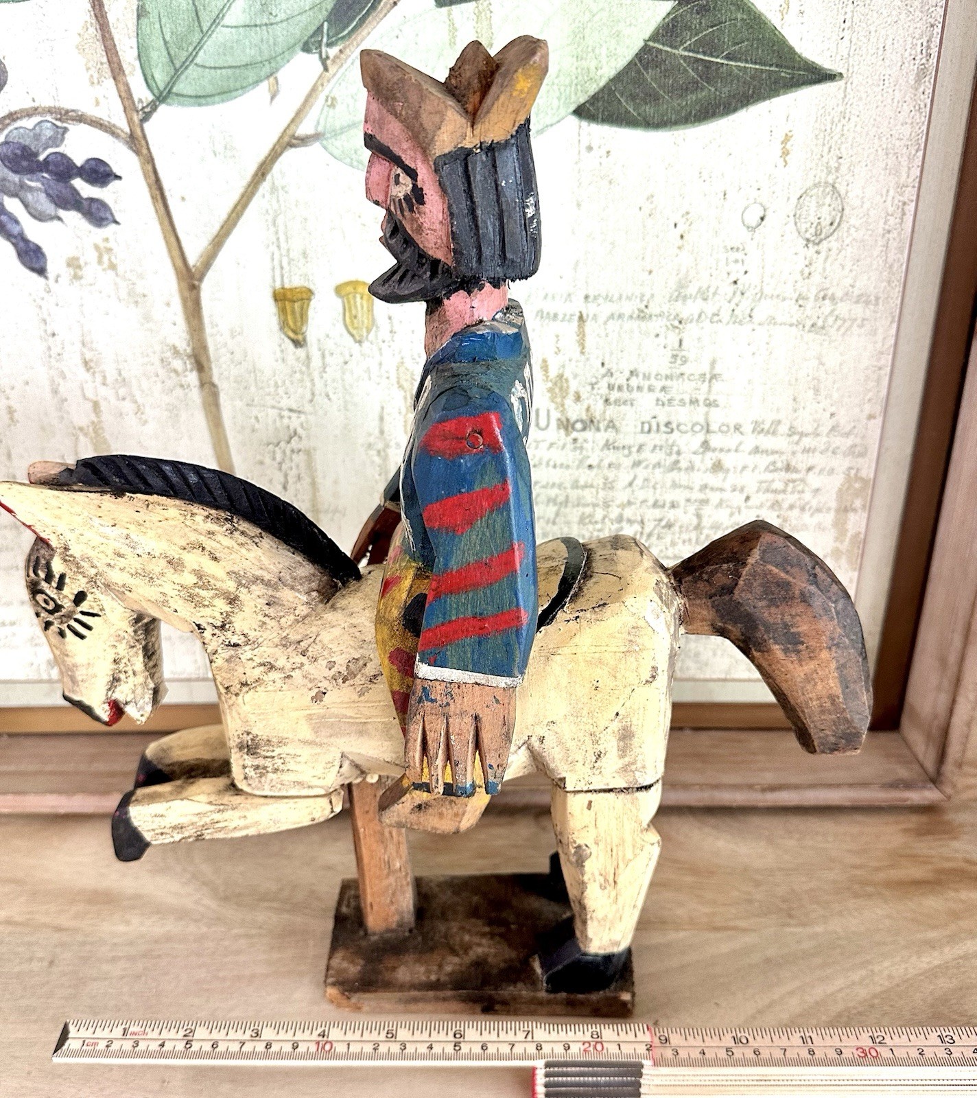Antique 1920 Hand Carved Wood Folk Art “Santos” St James Horseback Sword, Mexico