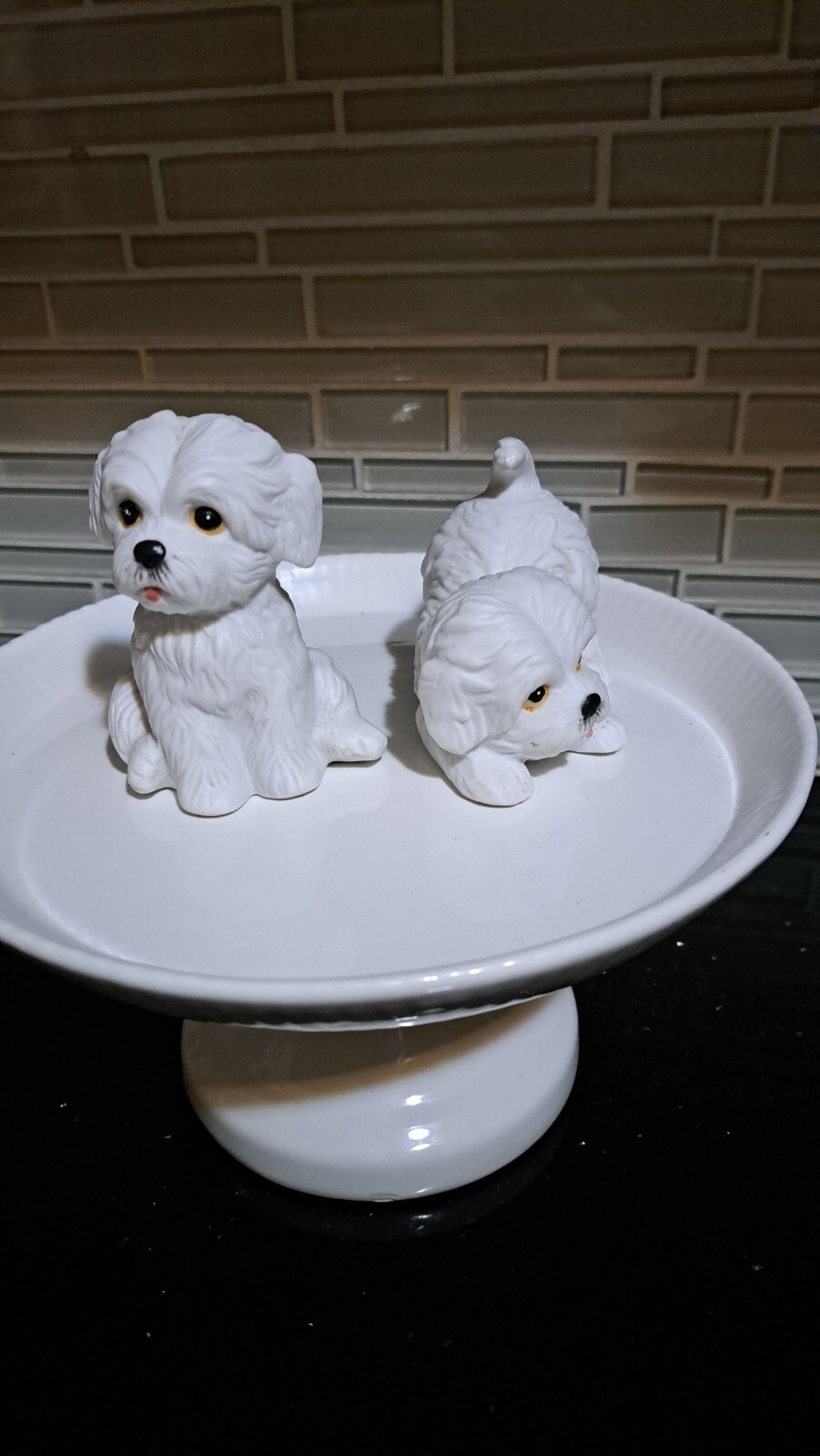 Vintage Homco Set Of White Ceramic Persian Cat Kittens, Blue Eyes 1413 Blue eyes