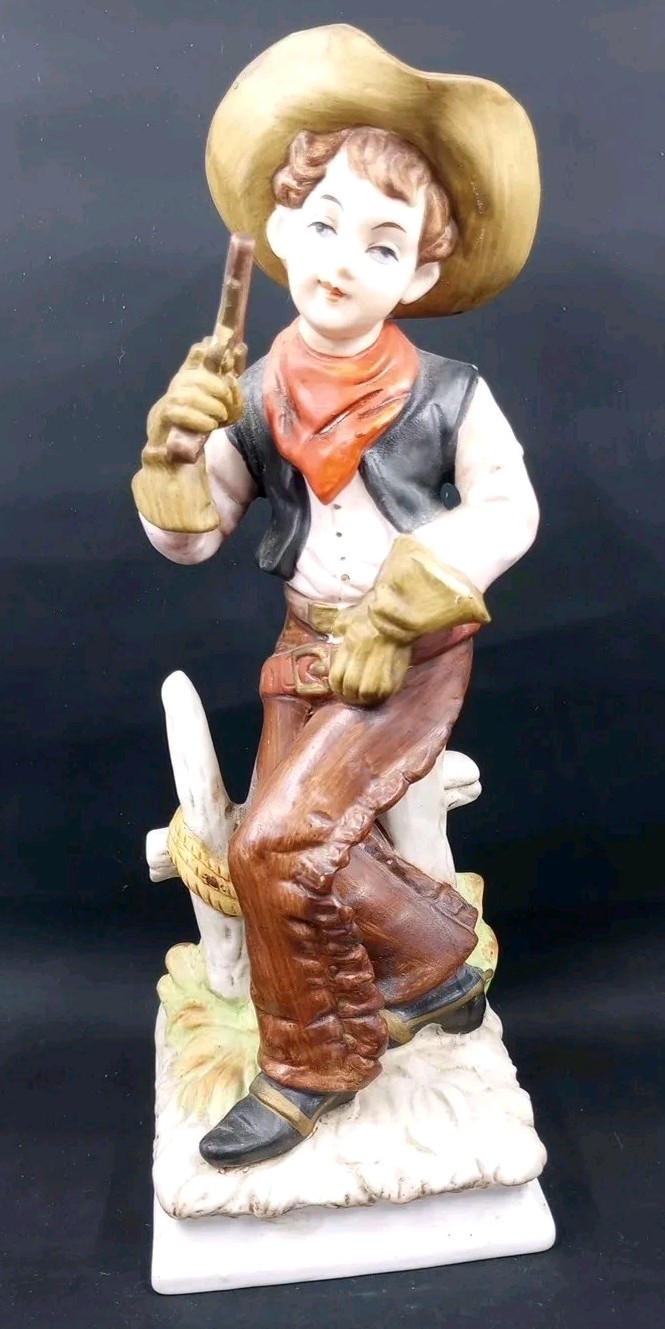 Cowboy Child figurine japan ceramic hefton multicolor size 8.5 in