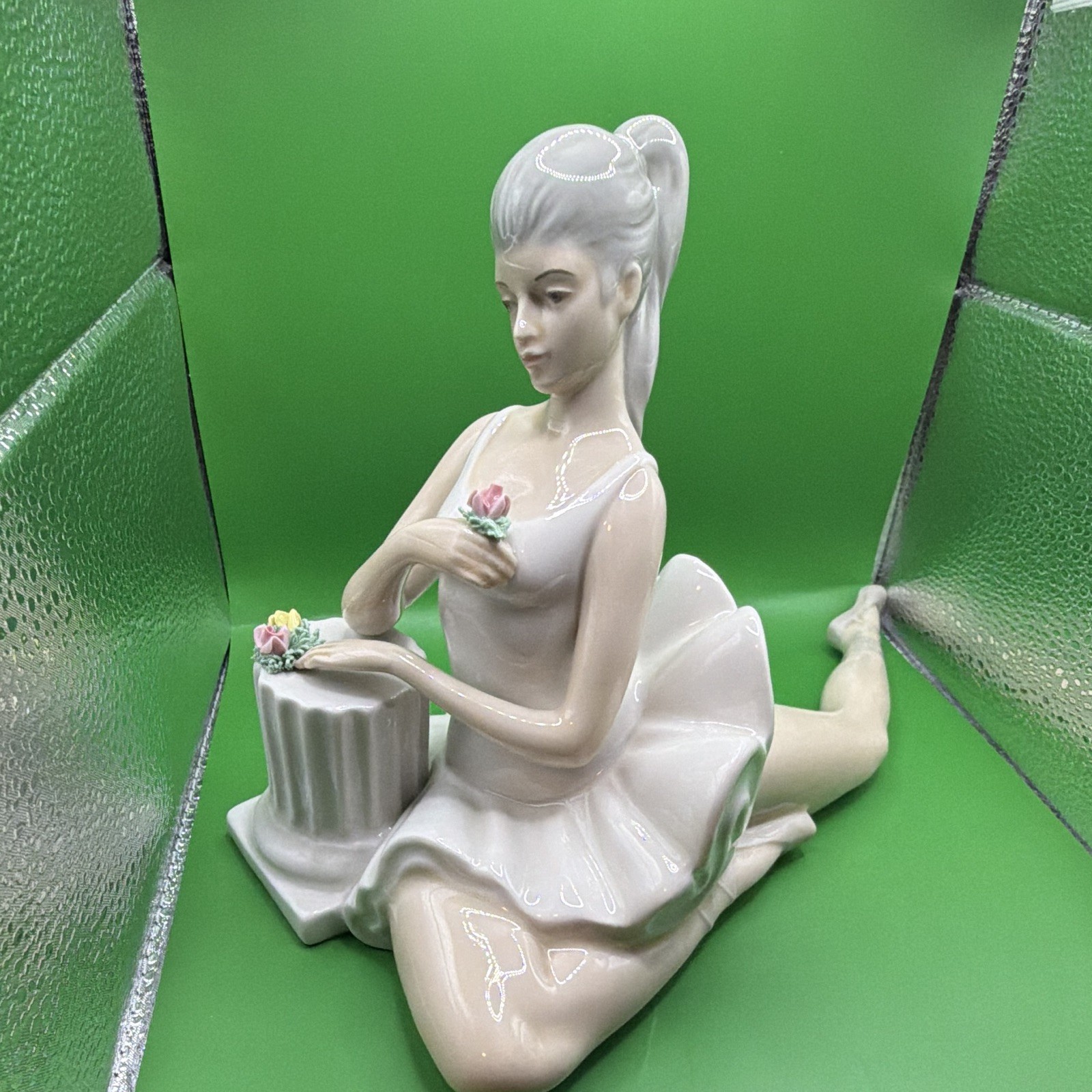 Porceval Porcelain Ballerina Figurine Glossy Finish Spain 1980s