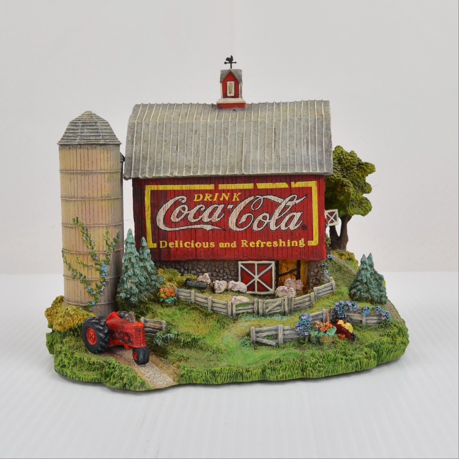 2001 Franklin Mint Coca-Cola “Rural Refreshment” Barn Sculpture – Silo, Tractor