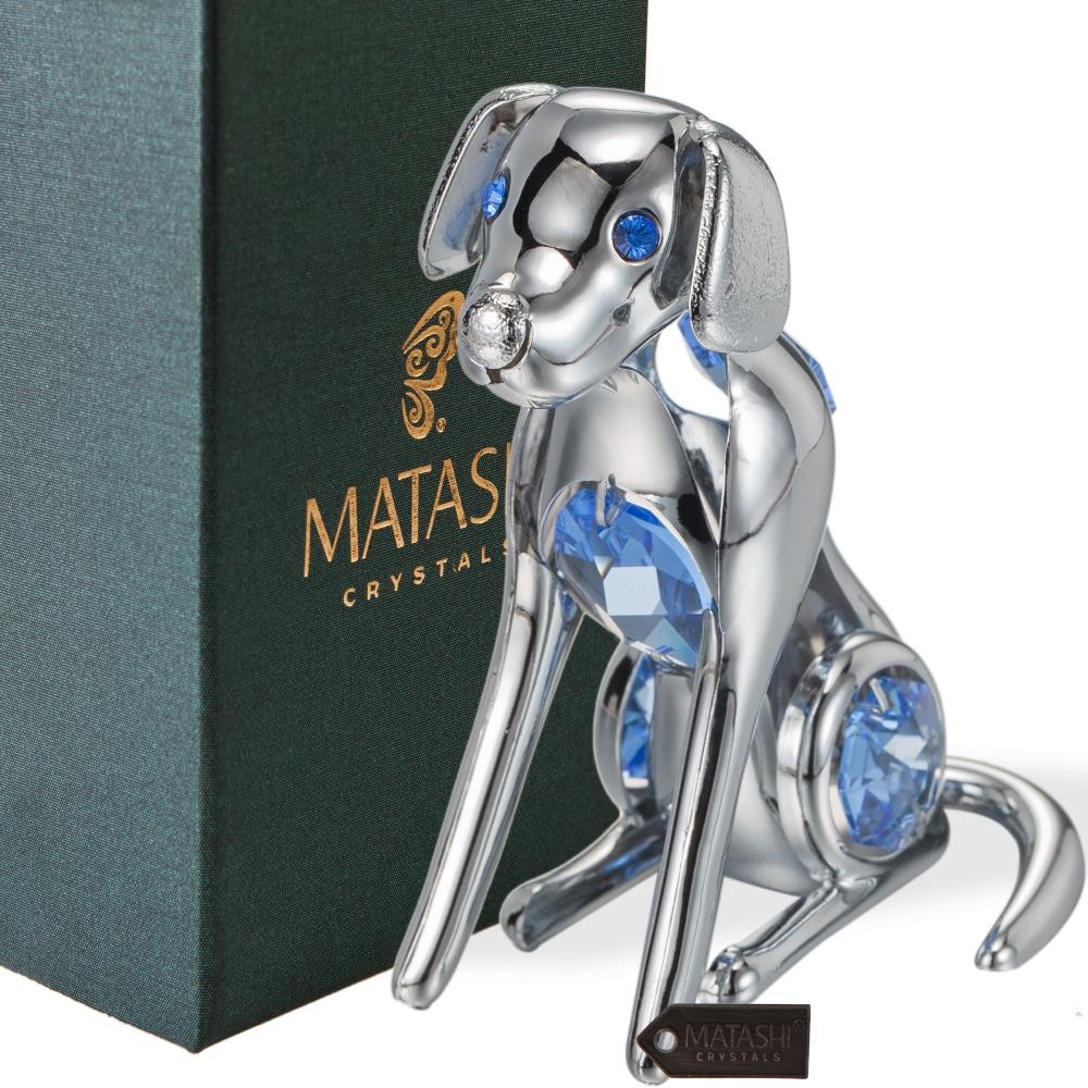Matashi Dog Hanging Ornament with Blue Crystals – Pet Christmas Stocking Stuffer