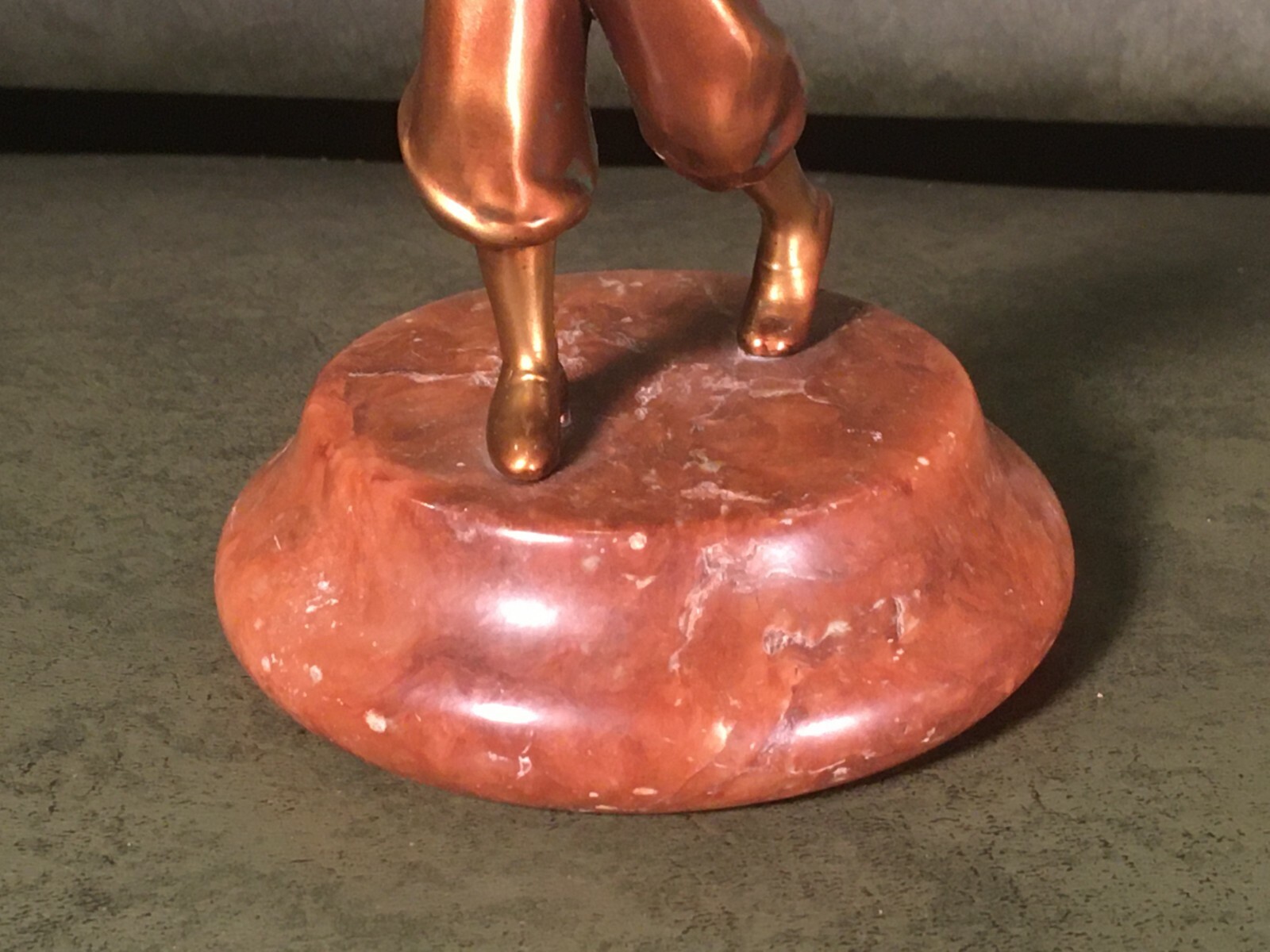 FABULOUS PAIR 1930’s ART DECO ANTIQUE GOLF STATUES PAINTED & MARBLE BASE GOLFER