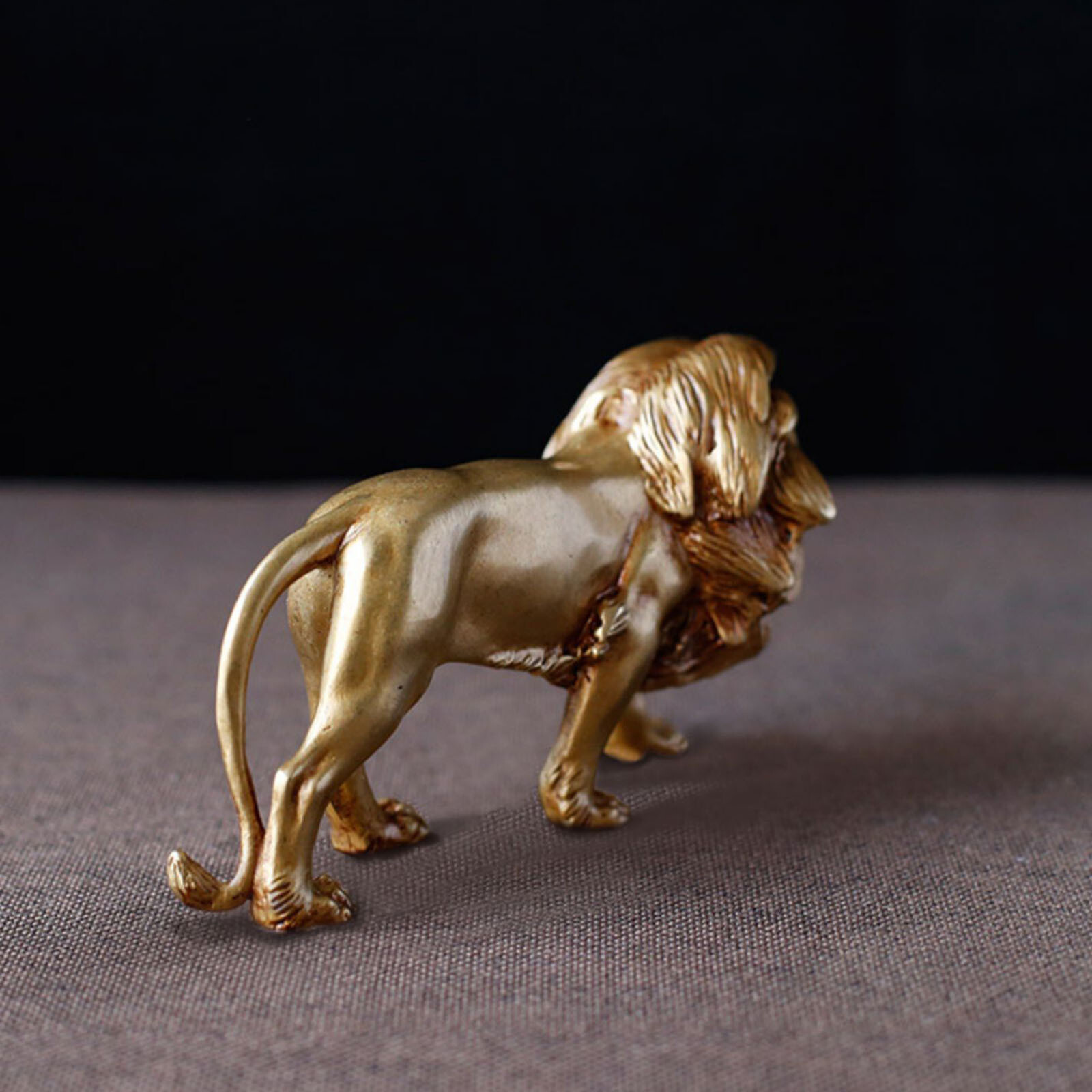 4.9inch Male Lion Solid Brass Statue Decoration, Casting Brass Art Collection