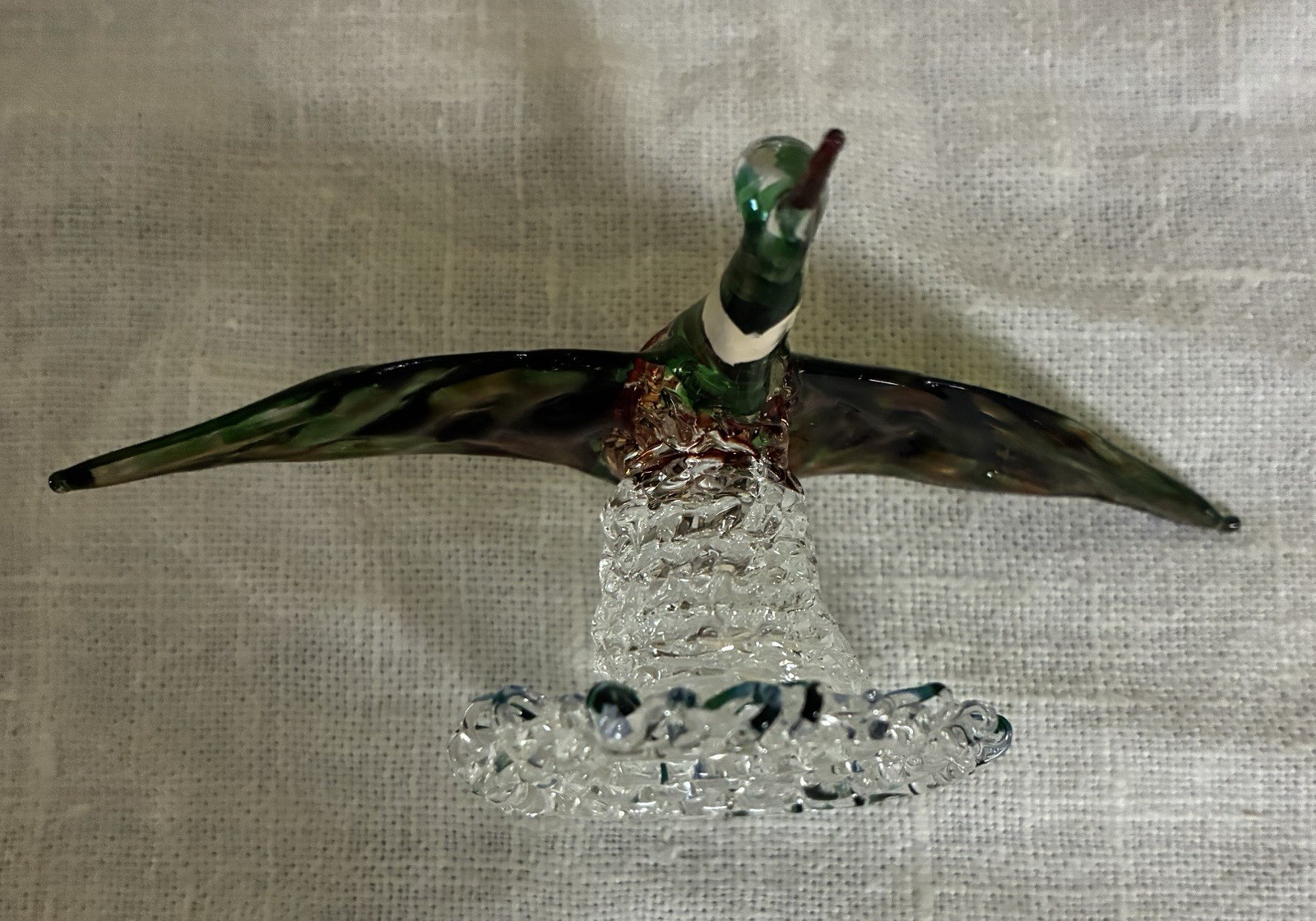 Hand blown Glass Mallard Drake. Nice Colors. No Chips. Approx. 4 X 2 In.